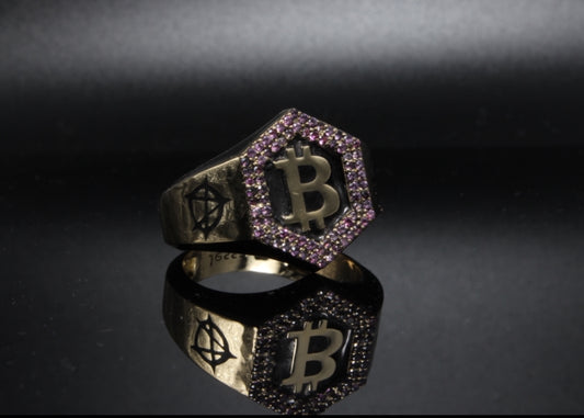Bitcoin Ring Pink Sapphires